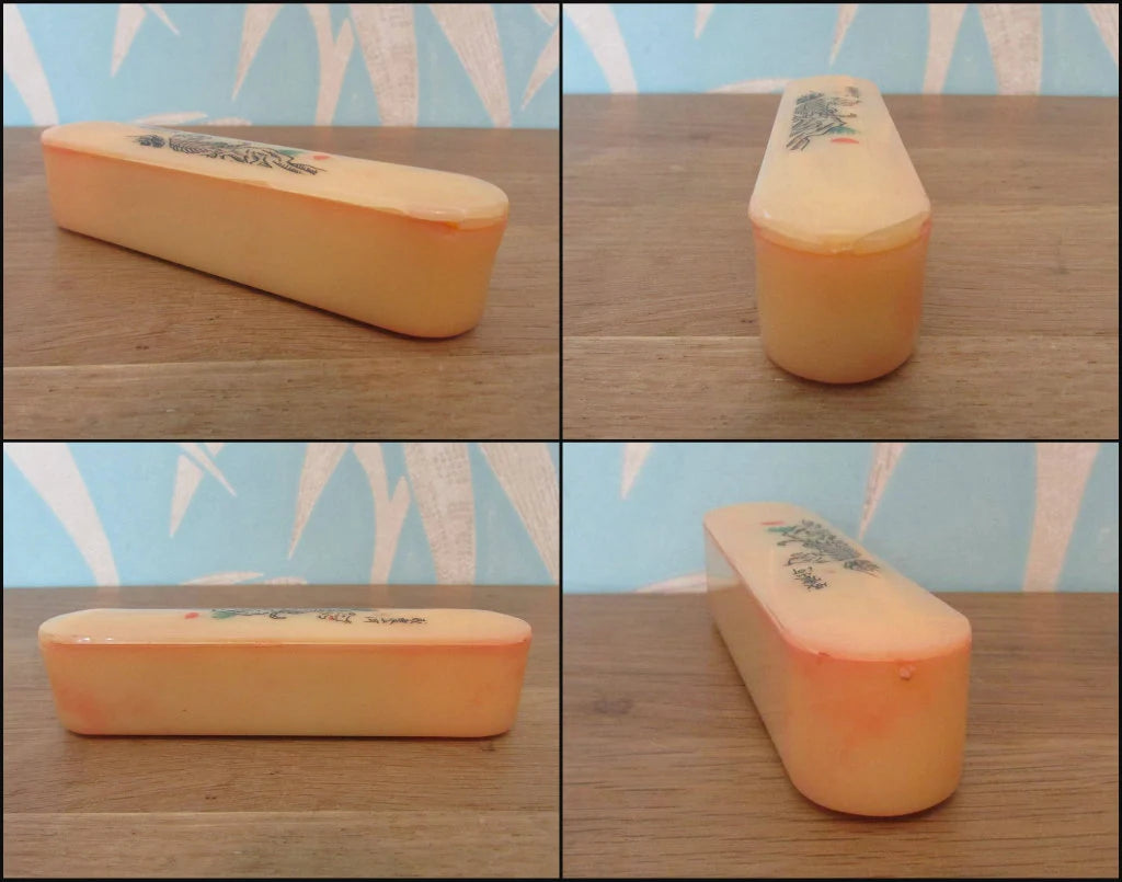 1940s/50s Japanese soapstone Hanko seal in Bakelite slide case