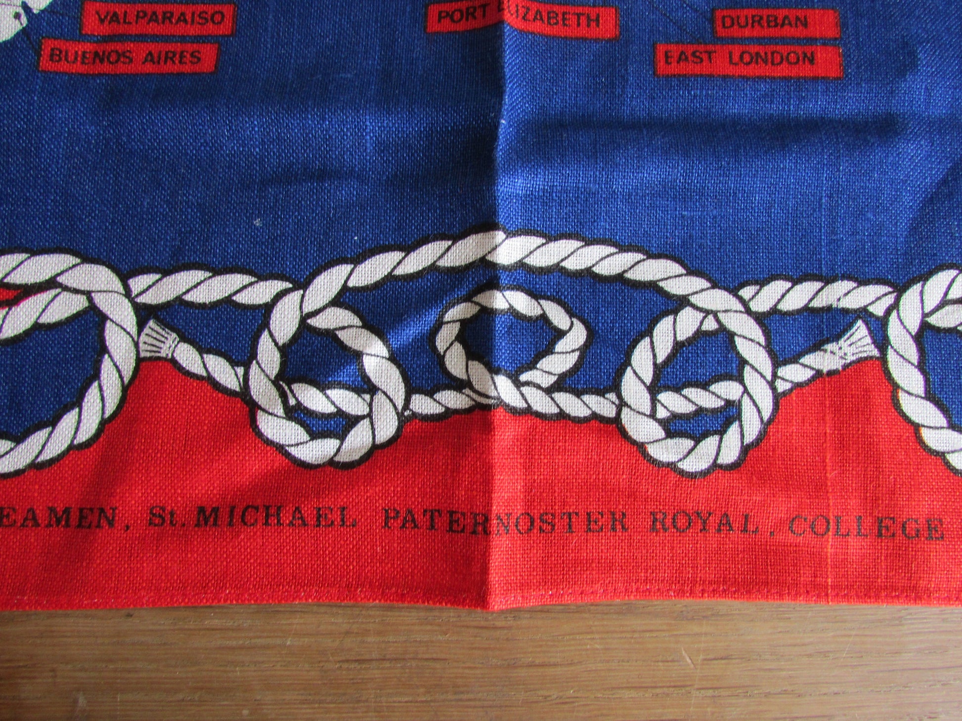 Vintage St Michael Paternoster Royal 'The Missions to Seamen' tea towel