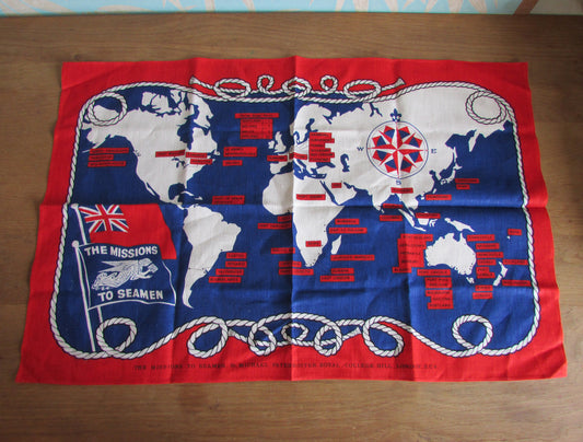 Vintage St Michael Paternoster Royal 'The Missions to Seamen' tea towel