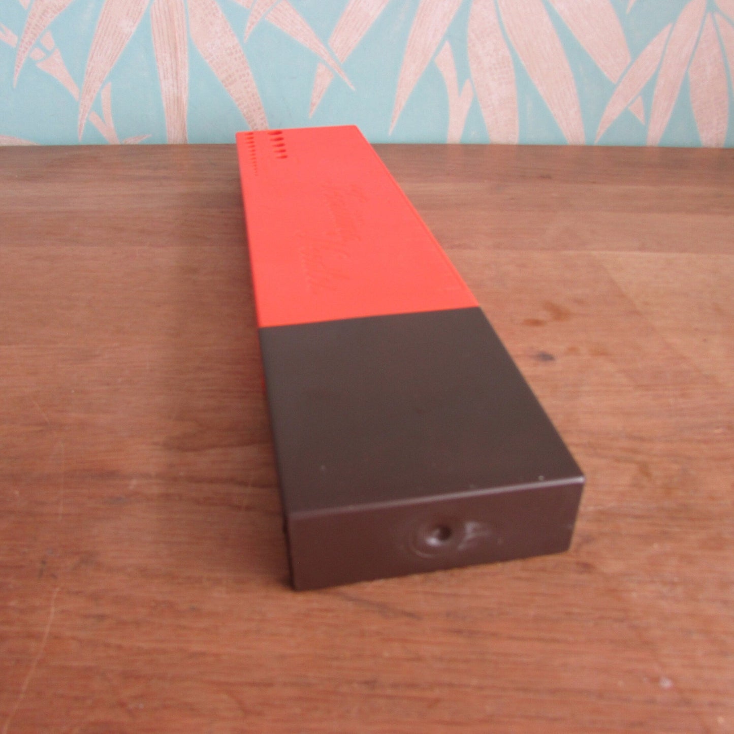1970s plastic orange & brown knitting needles box/caddy