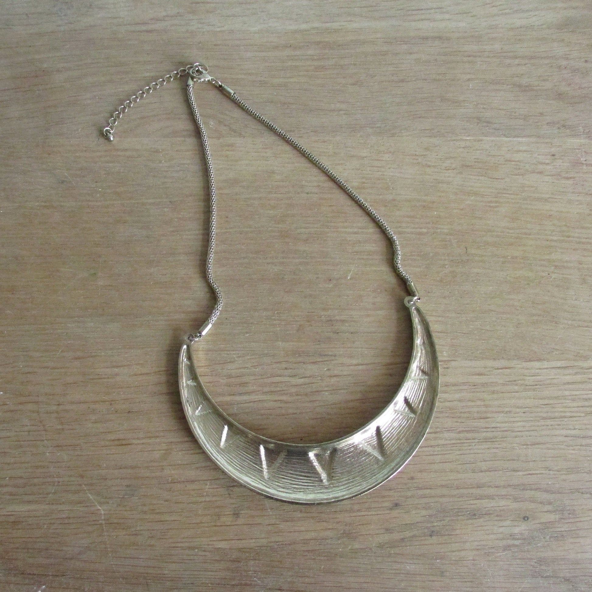 Vintage gold-tone & black enamel statement bib necklace