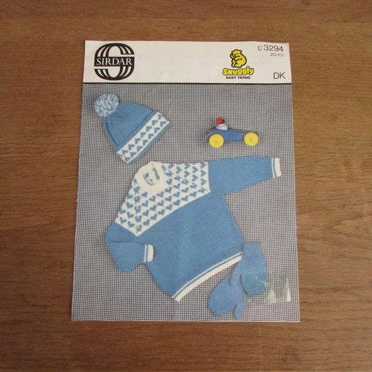 1960s Sirdar C3294 knitting pattern for infant's sweater, cap & mittens