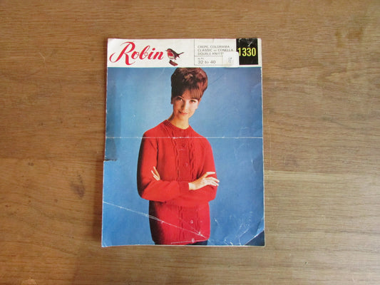1964 Robin 1330 knitting pattern for jacket with cables