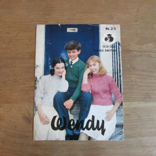 1960s Wendy 25 knitting pattern for boy's & girl's pullover