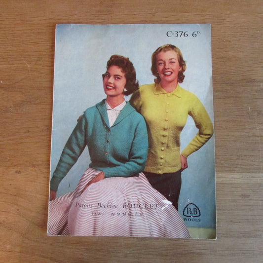 1950s P&B Wools C-376 knitting pattern for two jackets in bouclet