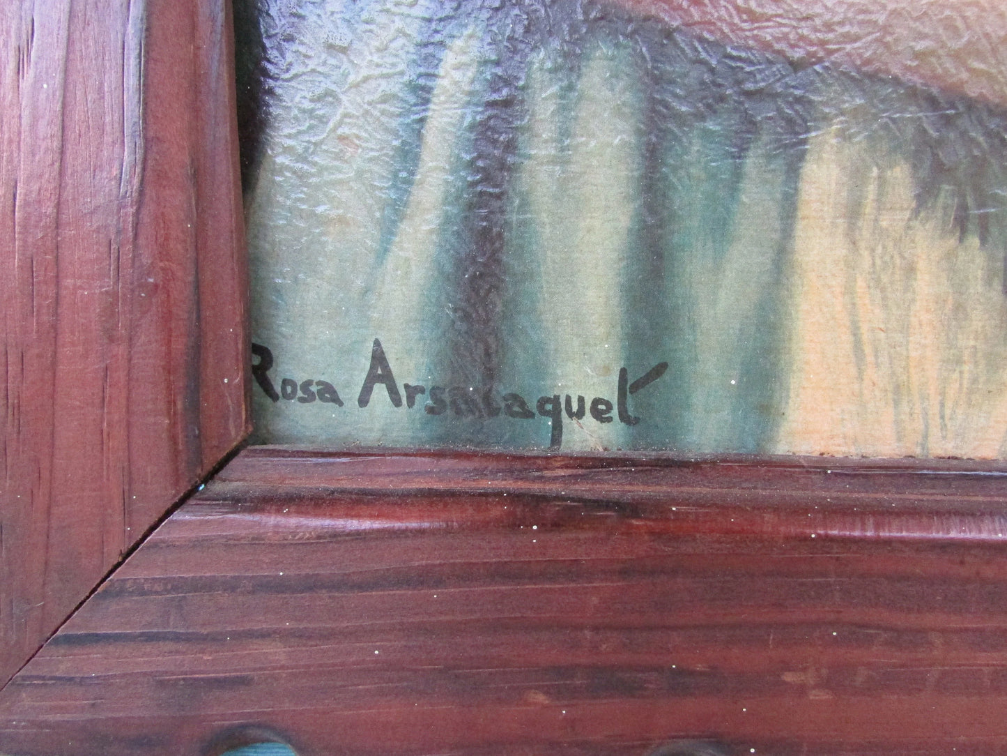 Mid-century framed child water carrier print by M. Rosa Arsalaguet