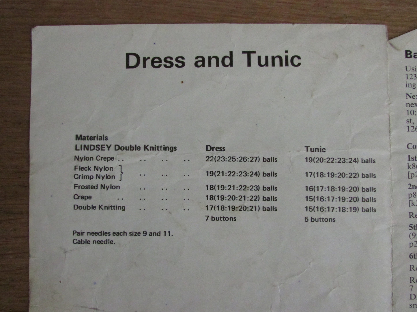 1970s Harmony 178 knitting pattern for dress & tunic