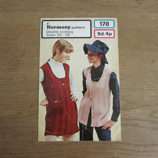 1970s Harmony 178 knitting pattern for dress & tunic