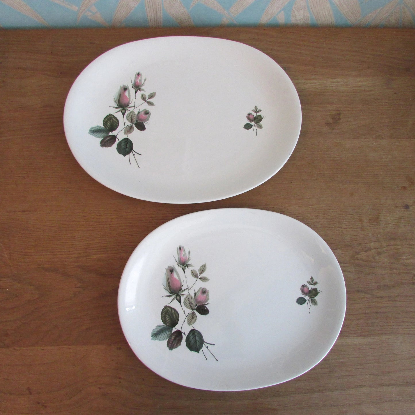 Pair of 1950s Johnson Bros Snowhite "Rose" platters