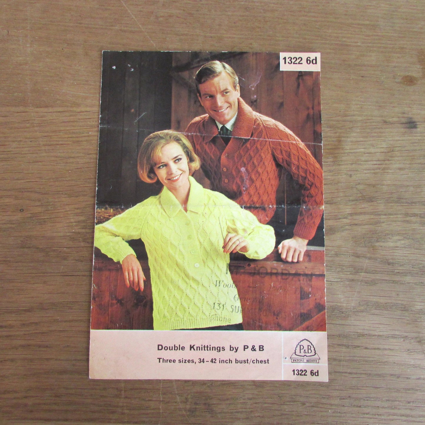 1960s P&B No.1322 knitting pattern for the unisex 3-D stitch sweater
