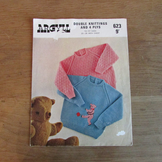 1968 Argyll 623 knitting pattern for toddler's sweaters
