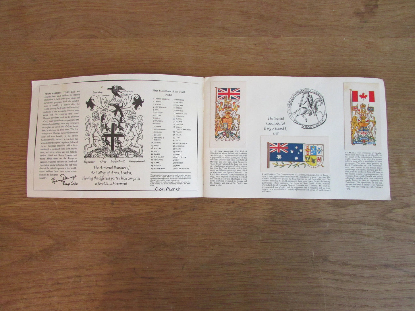 1967 Brooke Bond Picture Cards: Flags & Emblems of the World, complete