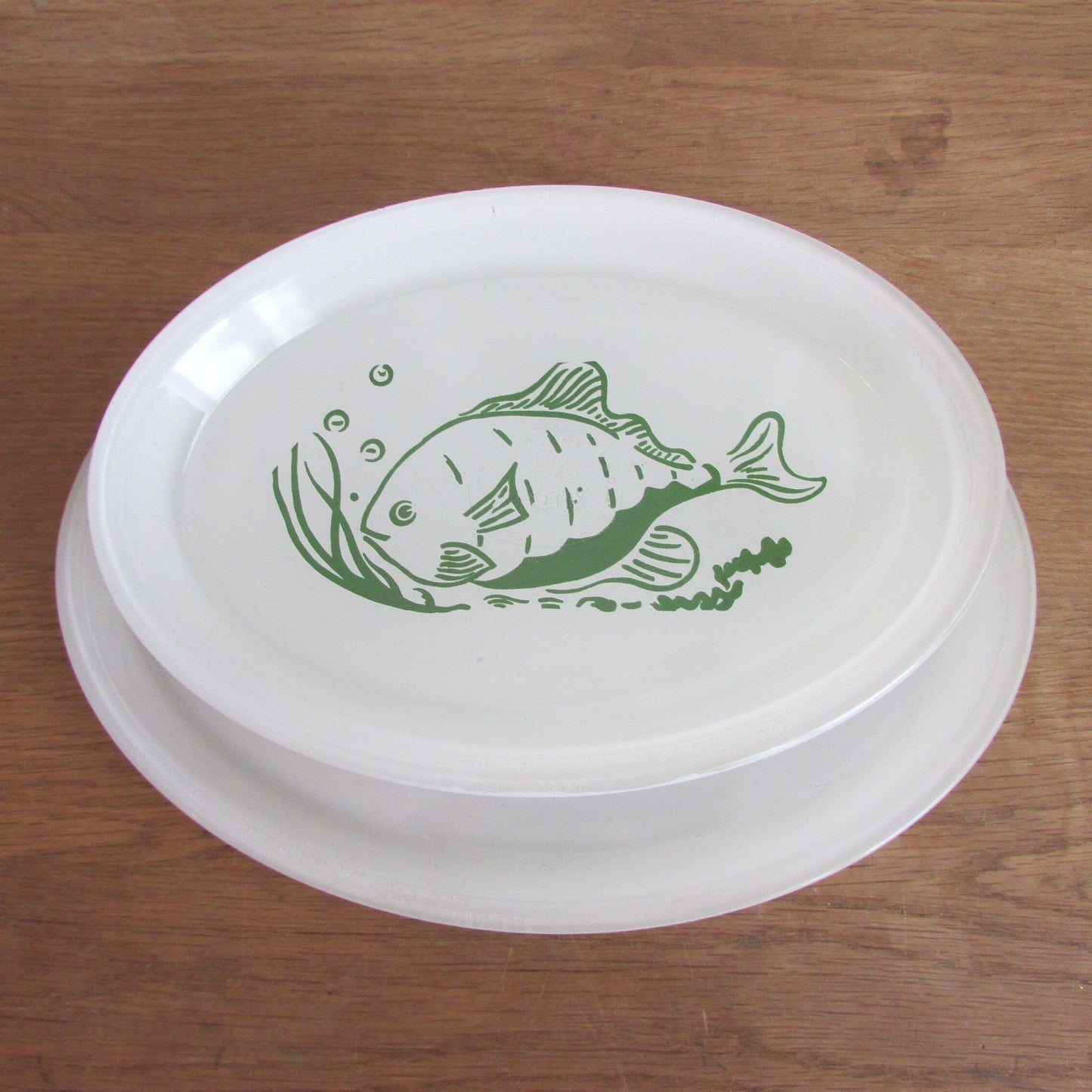 1960s 7-piece Phoenix Opalware tropical fish design oval platter set