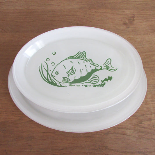 1960s 7-piece Phoenix Opalware tropical fish design oval platter set
