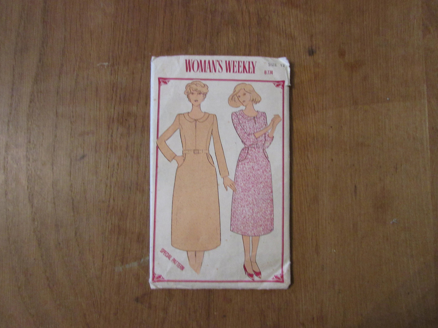 Uncut 1970s Woman's Weekly B744 sewing pattern for ladies sleeved dress, size 12 (complete)