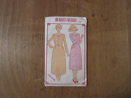 Uncut 1970s Woman's Weekly B744 sewing pattern for ladies sleeved dress, size 12 (complete)
