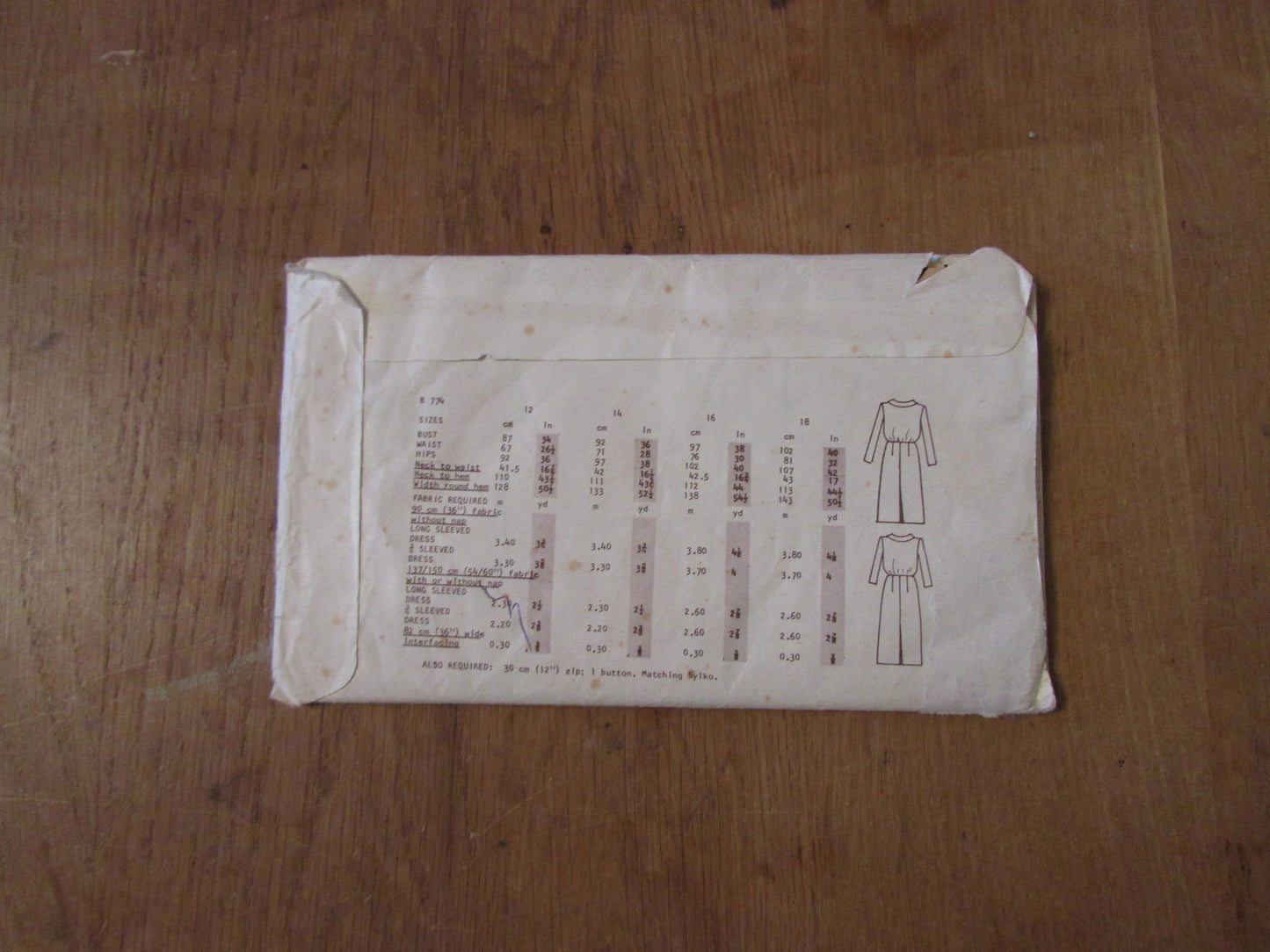 Uncut 1970s Woman's Weekly B744 sewing pattern for ladies sleeved dress, size 12 (complete)