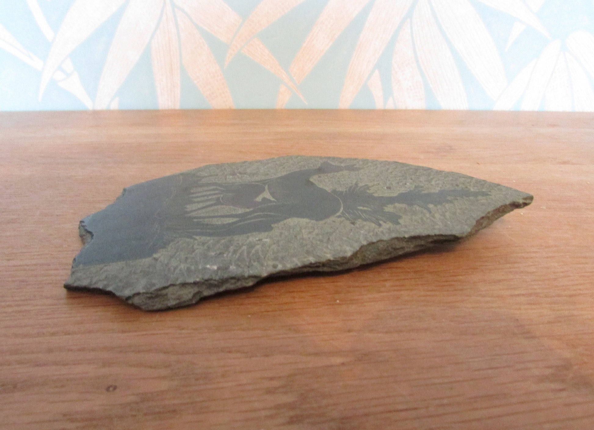 circa. 1970s slate wall plaque of doe and fawn