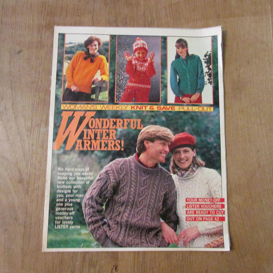 circa. 1980s Woman's Weekly Knit & Save pull-out Wonderful Winter Warmers!