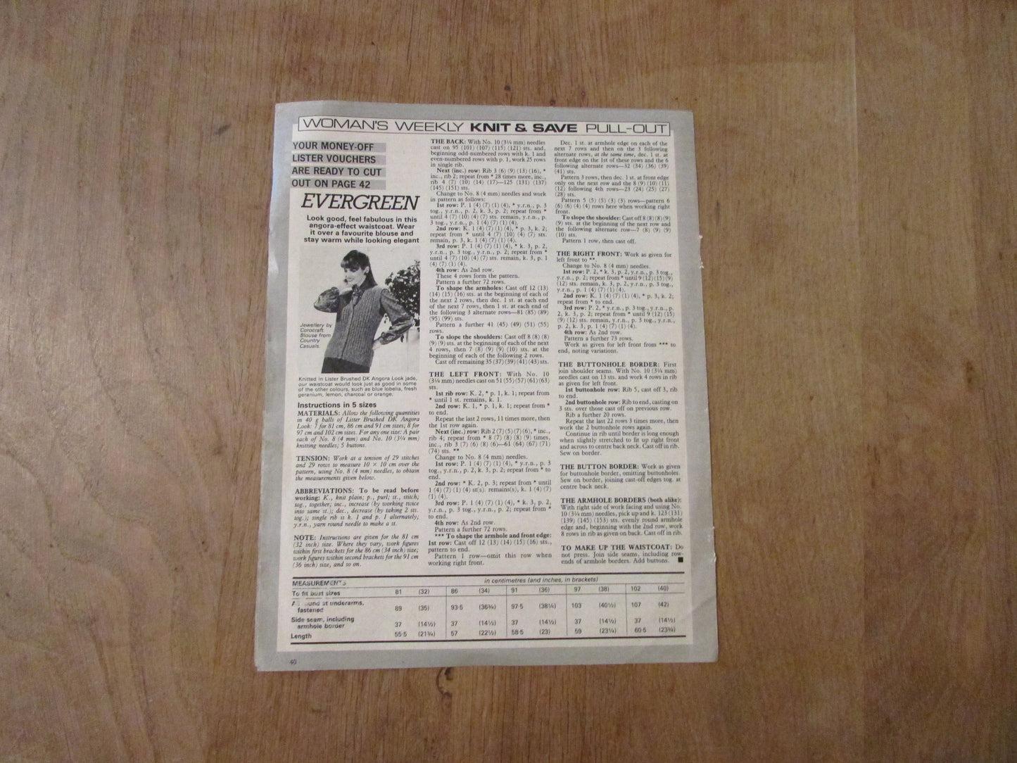 circa. 1980s Woman's Weekly Knit & Save pull-out Wonderful Winter Warmers!