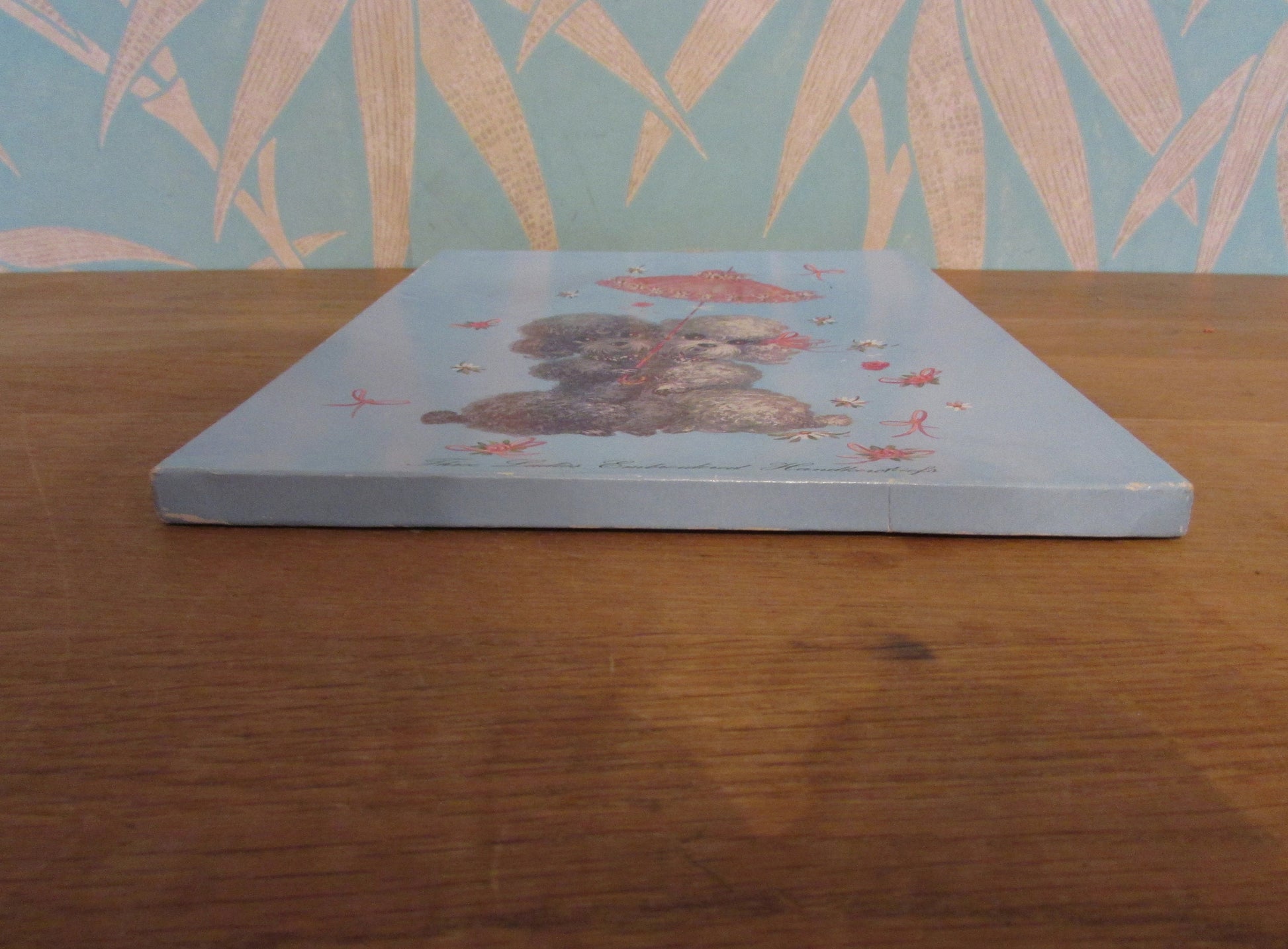 1960s fine handloom embroidered ladies handkerchiefs in cute poodle gift box