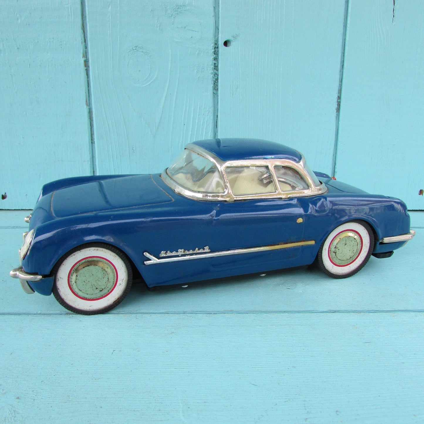 1980s 50's Fifties Co. blue tinplate model friction 1953 hardtop Corvette
