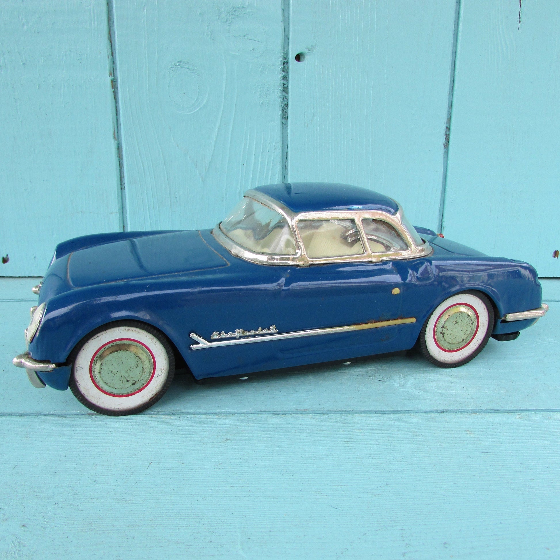 1980s 50's Fifties Co. blue tinplate model friction 1953 hardtop Corvette