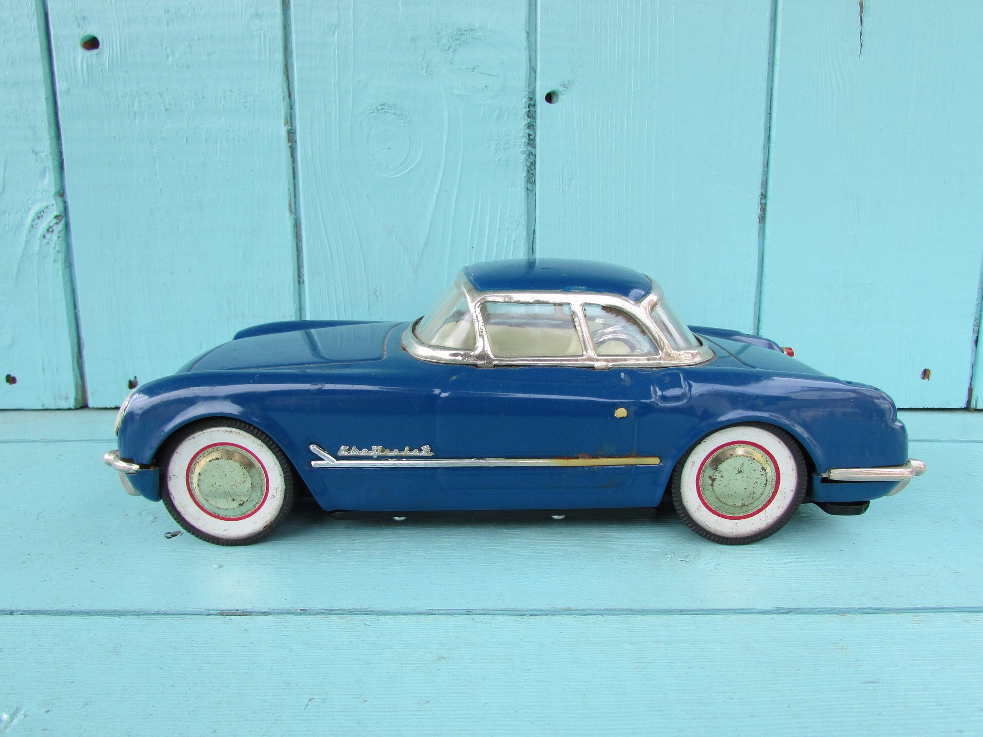 1980s 50's Fifties Co. blue tinplate model friction 1953 hardtop Corvette