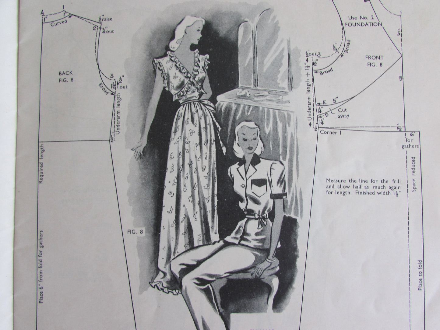 Mid-century The Haslam System of Dresscutting Illustrated Book of Draftings No.8: For Lingerie with Blouses, Skirts & Accessories