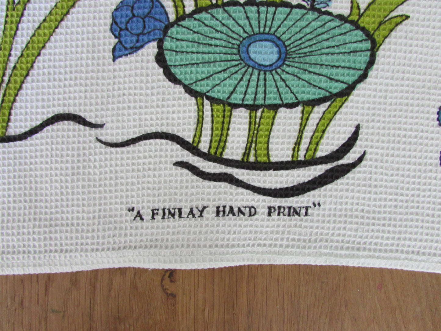 Vintage Finlay's hand-printed 'fish' absorbent glass cloth/tea towel