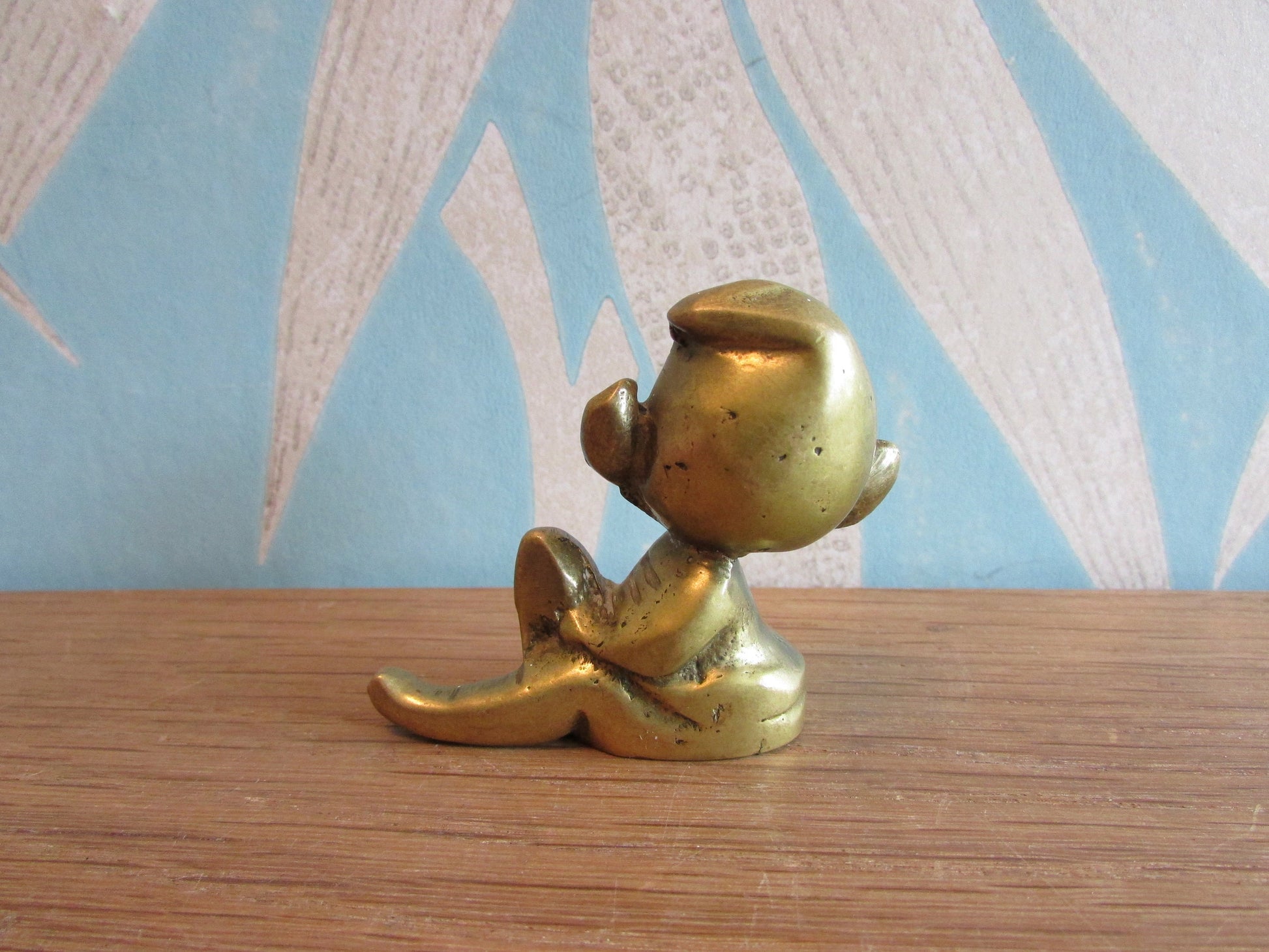 Vintage solid brass pixie ornament
