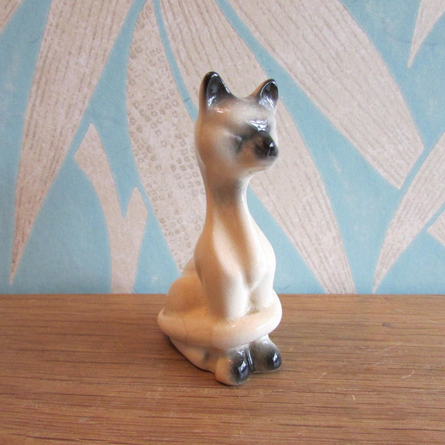 Vintage ceramic Siamese cat figurine