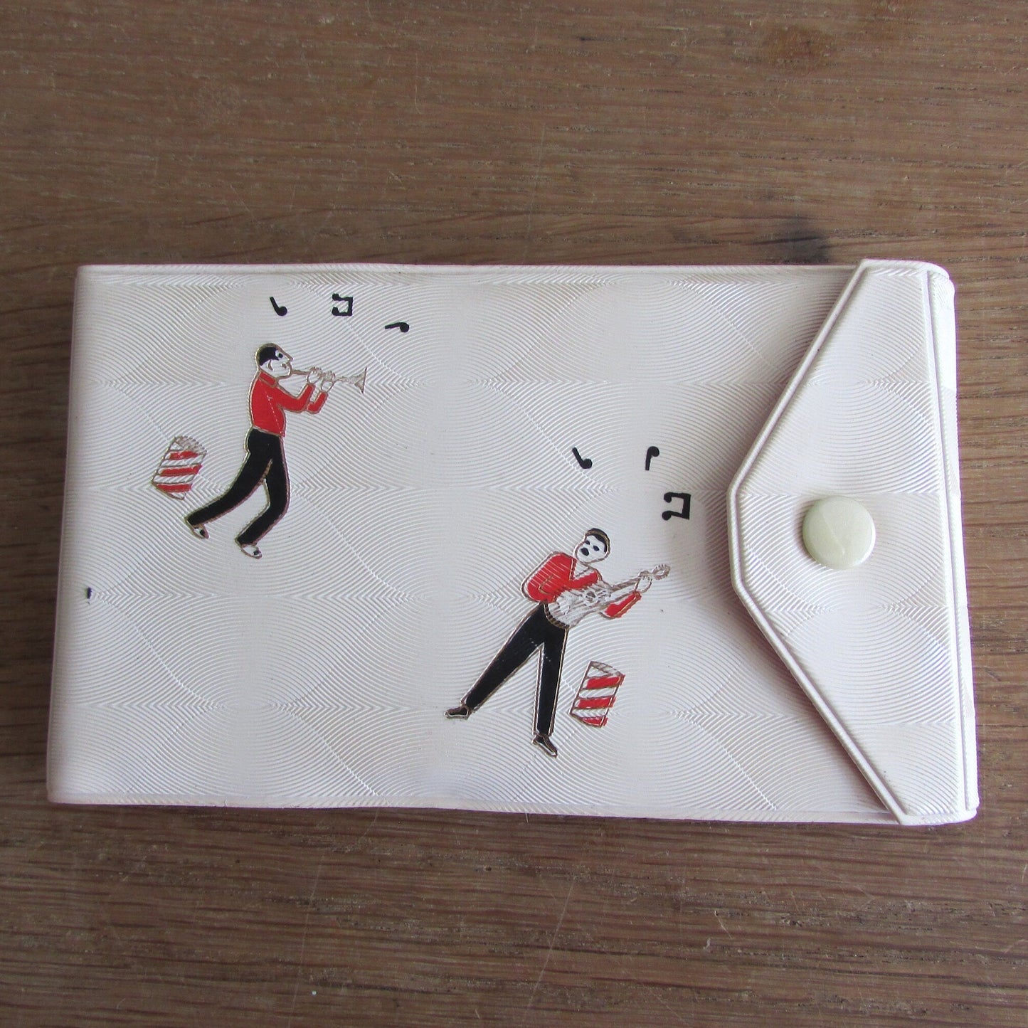1960s miniature manicure set with musical-themed pouch