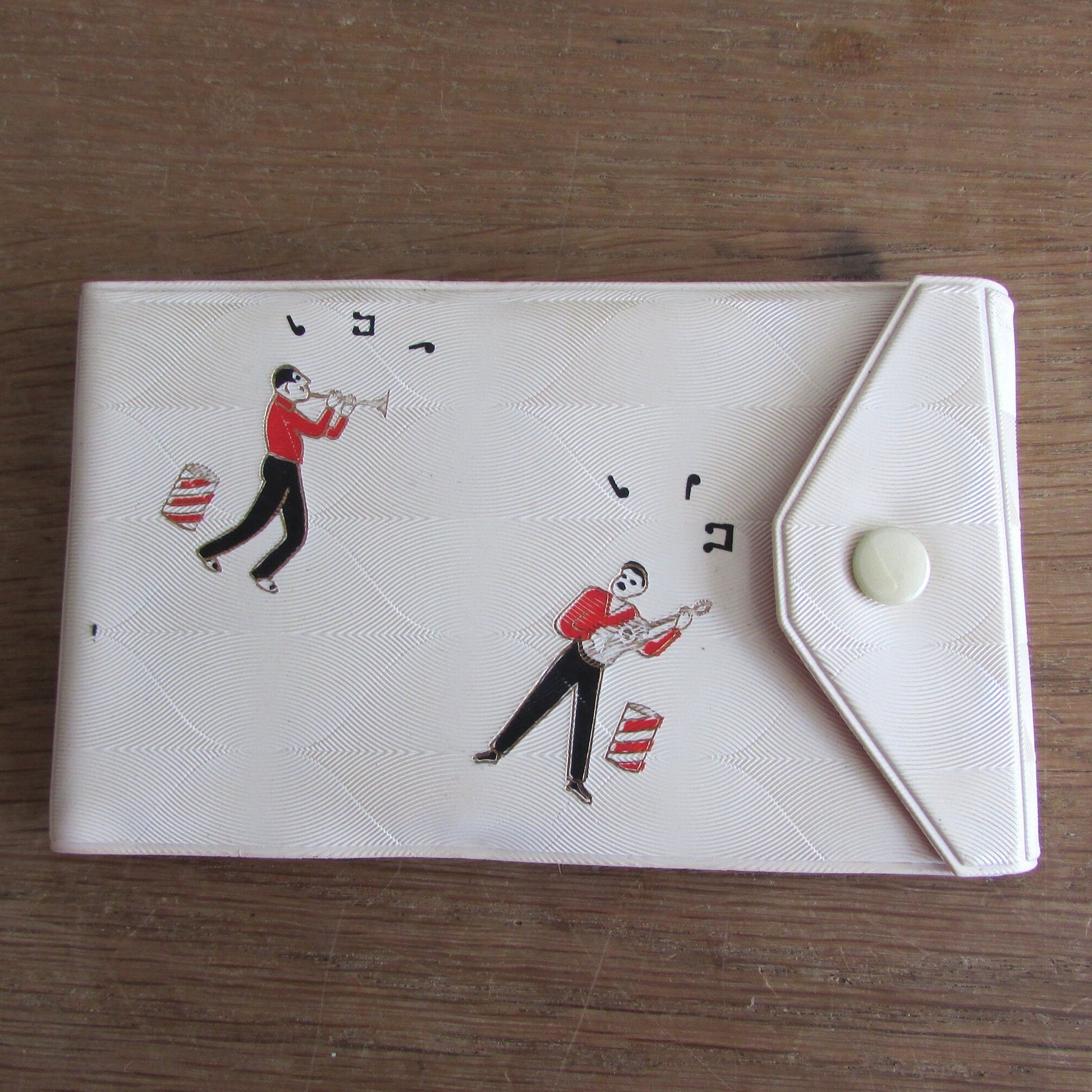 1960s miniature manicure set with musical-themed pouch