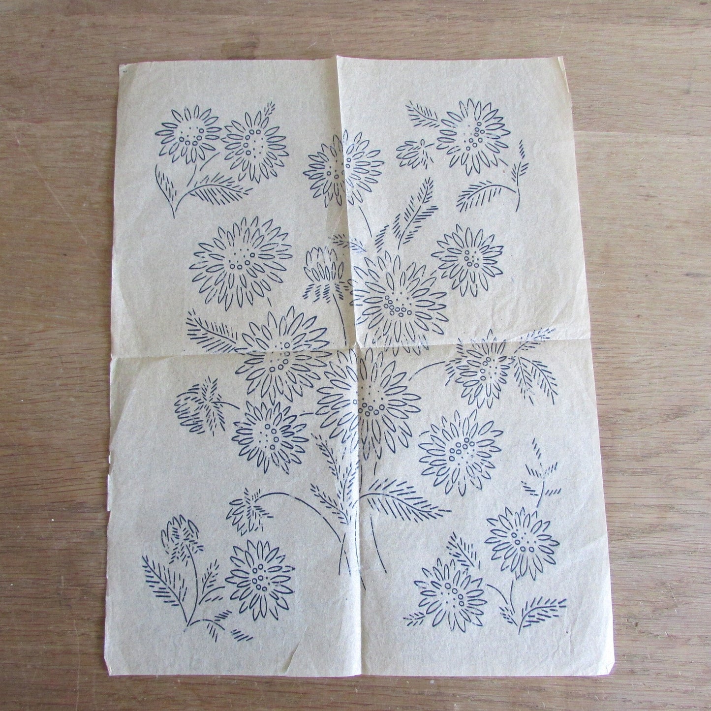 Unused vintage chrysanthemum embroidery transfer