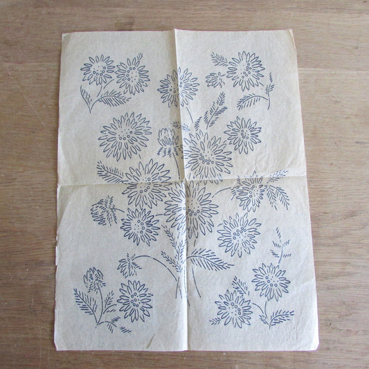 Unused vintage chrysanthemum embroidery transfer