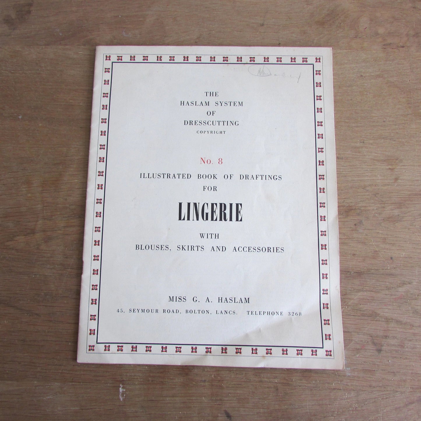 Mid-century The Haslam System of Dresscutting Illustrated Book of Draftings No.8: For Lingerie with Blouses, Skirts & Accessories
