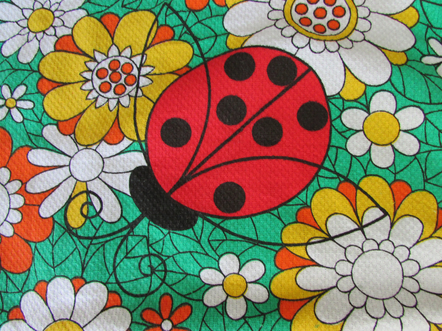 Vintage KARSTEN ladybird & flower print all cotton tea towel