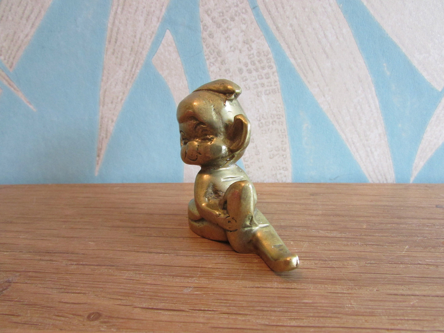 Vintage solid brass pixie ornament