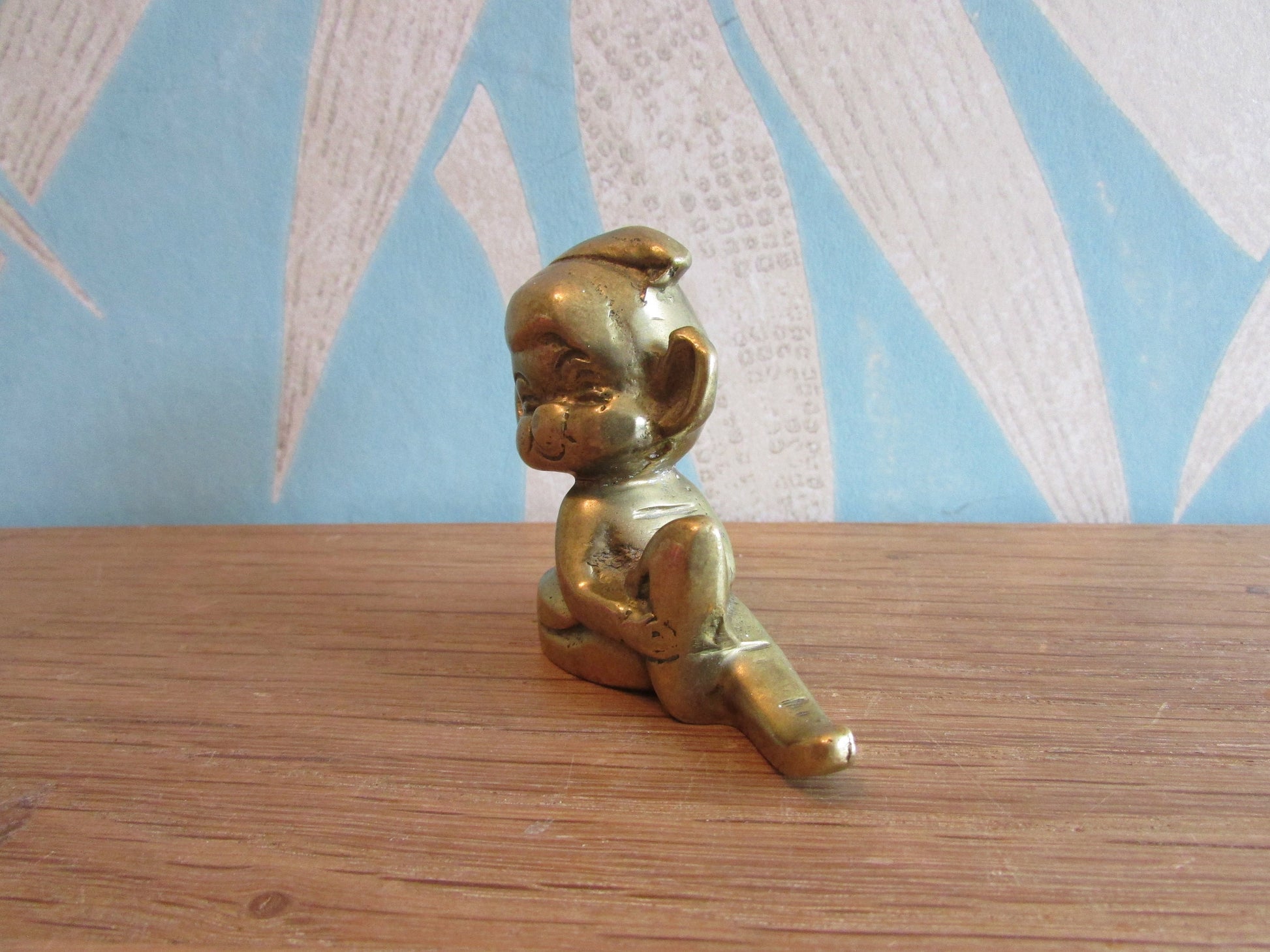 Vintage solid brass pixie ornament