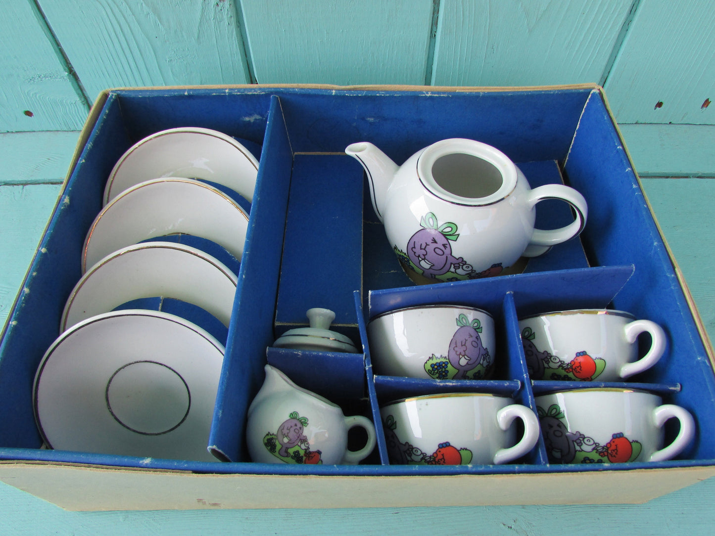 1980s Mr. Men Little Miss china doll's teaset with original box