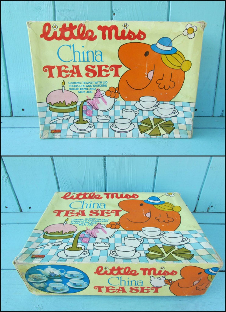 1980s Mr. Men Little Miss china doll's teaset with original box