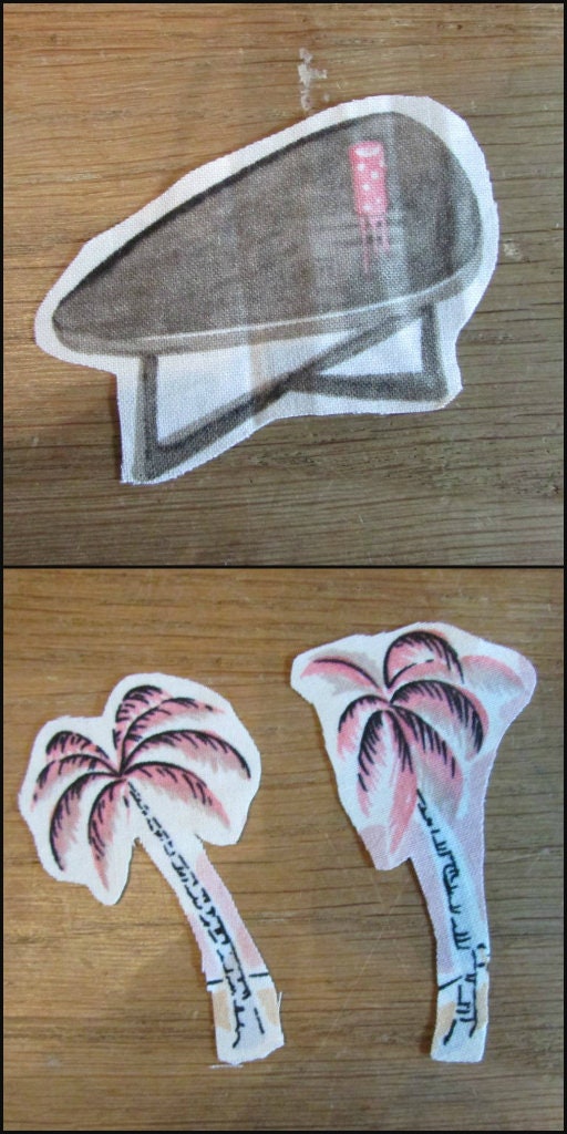 30 assorted fabric pieces hand-cut from leftover retro fabric