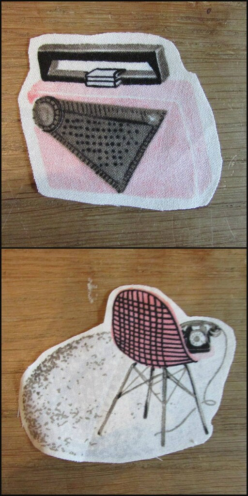30 assorted fabric pieces hand-cut from leftover retro fabric