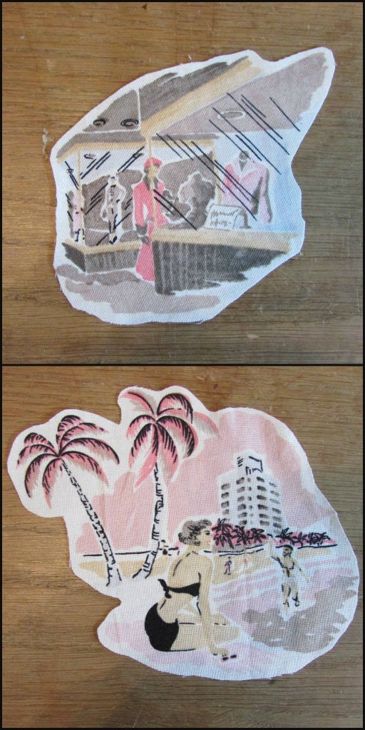 30 assorted fabric pieces hand-cut from leftover retro fabric