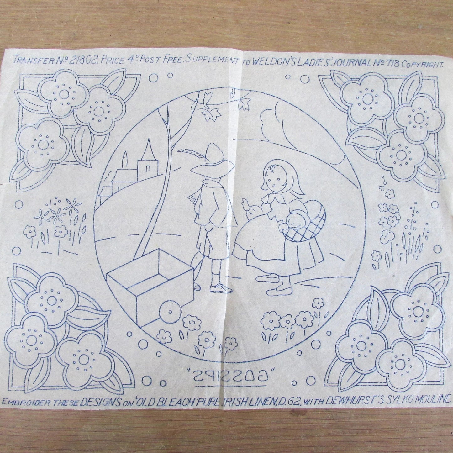 Unused vintage Weldon's Ladies Journal Jack & Jill  No.21802 embroidery transfer
