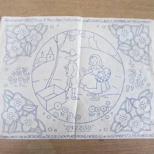 Unused vintage Weldon's Ladies Journal Jack & Jill  No.21802 embroidery transfer