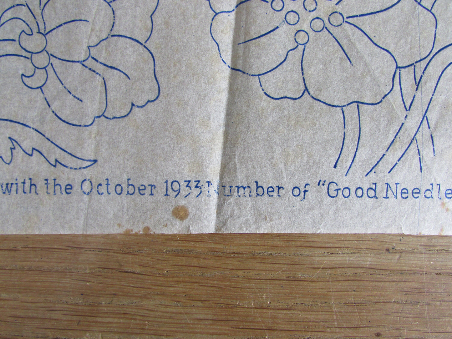 Unused October 1933 Good Needlework Magazine mixed flowers in vase embroidery transfer