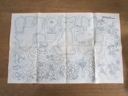 Unused vintage Woman's Weekly nursery-themed embroidery transfer