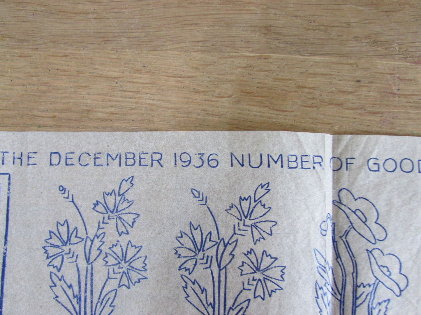 Unused December 1936 Good Needlework & Knitting Magazine assorted flowers and window embroidery transfer